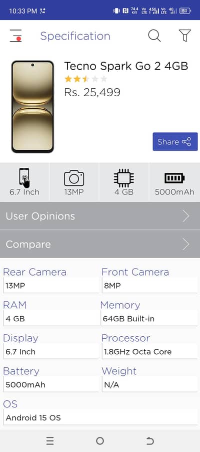 Tecno spark Go 2 4+4/64