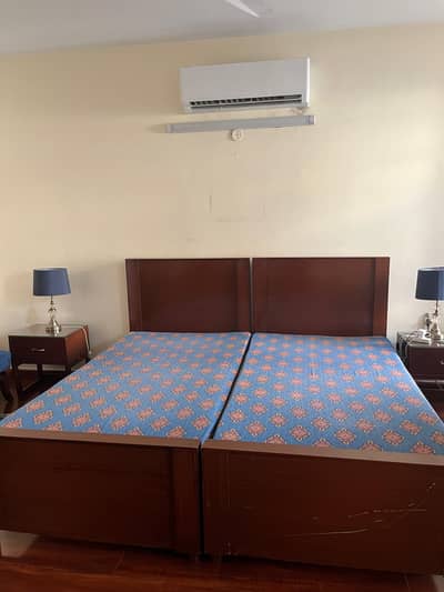 Single Bed Pair with 2 sidetables