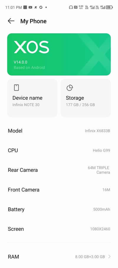 infinix note30 8+8 256