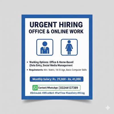 Urgent Hiring: Office & Online Staff Required