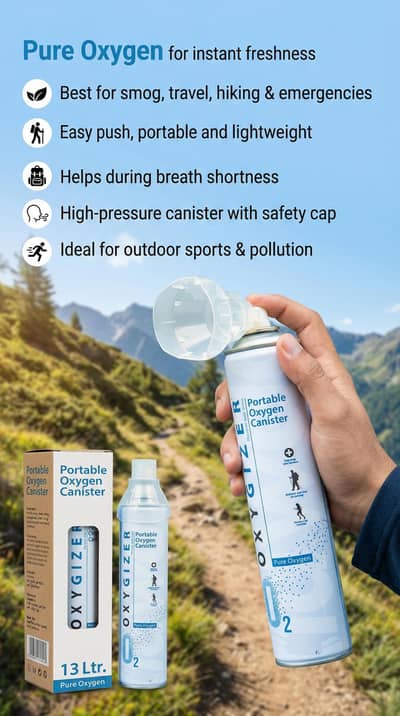 Portable Oxygen Canister (13 Litre) - Pure Oxygen for Instant Energy
