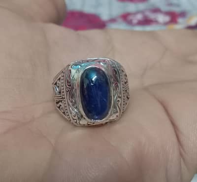 100% Natural Very goOd Quality Blue Sapphire stOne in 925 Turkish Ring