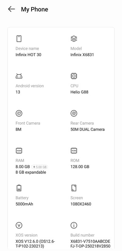 Infinix Hot 30 8 128 Box and Mobile 10/10
