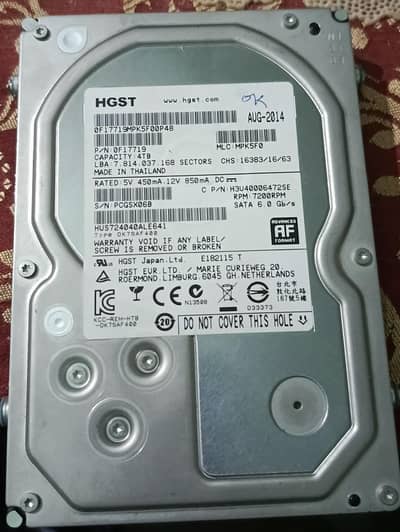 4Tb HGST HARD DISK