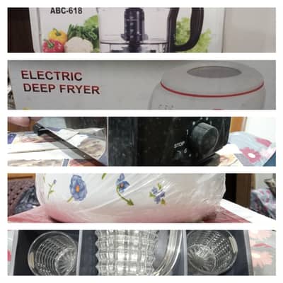 Brand new Chopper, Toaster, Deep fryer,  6 piece dechki set, Water set