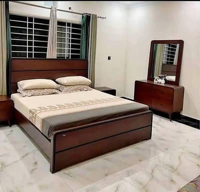 double bed set, king size bed set, sheesham wood bed set, furniture