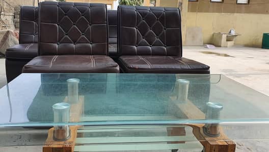 5 seater sofa glass table