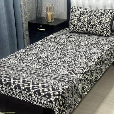 : 2 Pcs Crystal Cotton Printed Single Bedsheet