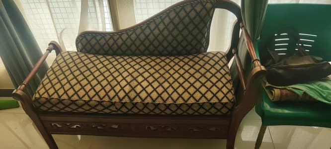 wooden table chairs and sofa 6 set