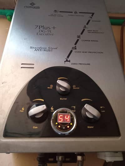 Nasgas instant LPG water geyser model 7+ DG- 9L (9liters) for sale.