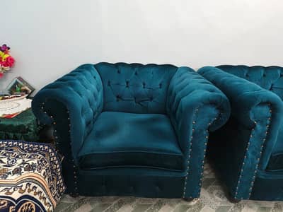 Sea green sofa set