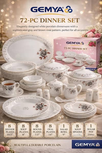 Original Gemya  ,new box packed 72 pieces Marble dinner set.
