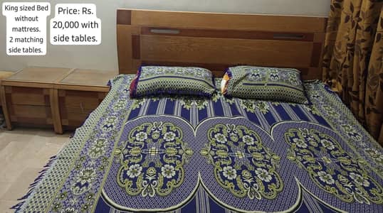 King Sized Bed with accessories for sale.