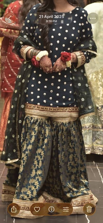 Bottle green garara with short shirt and dupatta