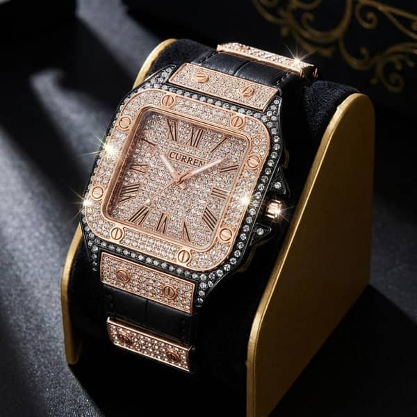 Fashion Watch - Premium Crystal Encrusted Dial - Elegant Square Case - Perfect Gift for womens