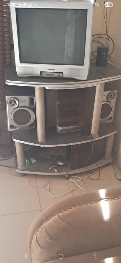 Sony wega Tv with trolly and sony sound system