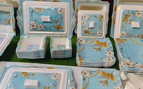 72 pieces marble diner set available