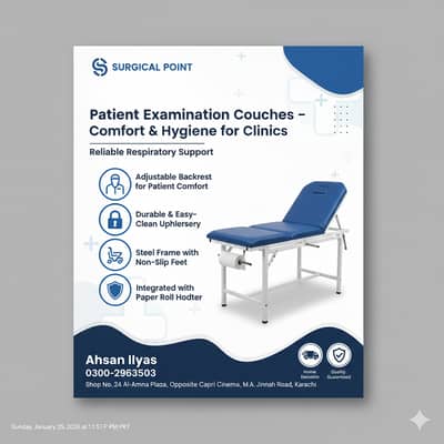 Clinic & Hospital Examination Couch – Durable & Affordable – Karachi