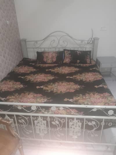 Rod Iron double bed with 2 sides tables