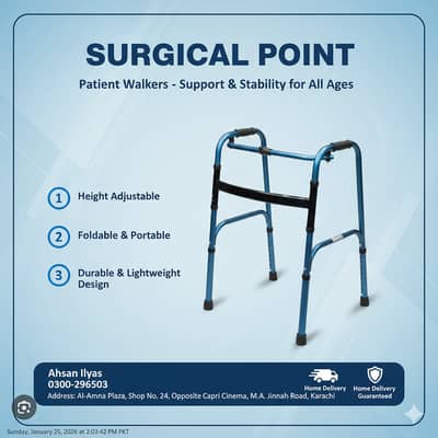 Adjustable Patient Walker – Home & Hospital Use – Karachi