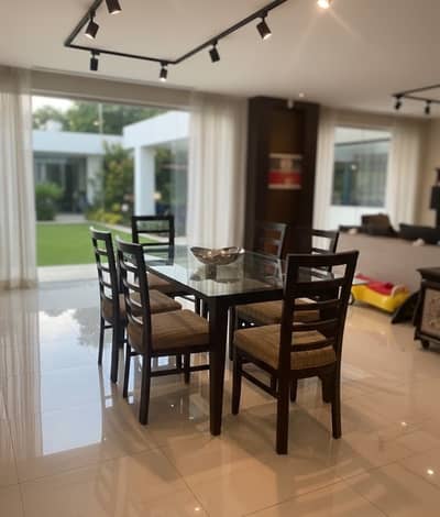 Dining table with 6 chairs - Soild Wooden Top (Glass) Dining Table