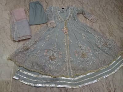 grey colour. long maxi one time used