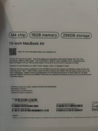 Macbook air 2025 M4 13inch