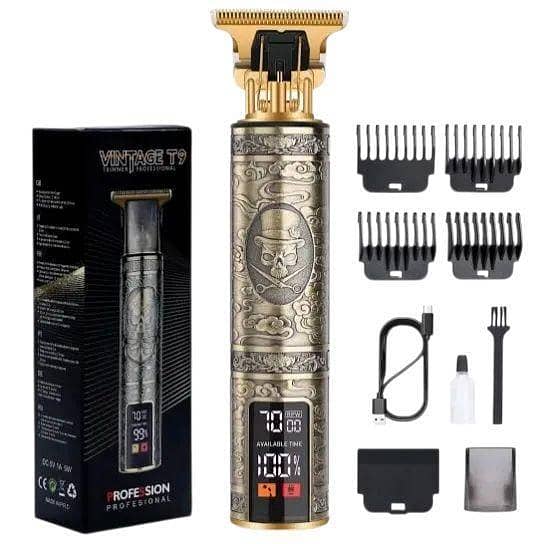 Vintage T9 High Quality LED Display Razor USB Electric Men's Beard Revolving Body wash Trimmer