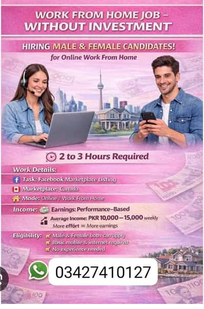 Zero Investment Online Work From Home -Part-Time Jobs Available!