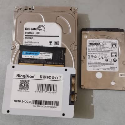STORAGES HDD+ SDD AND LAPTOP RAM FOR SALE DDR4
