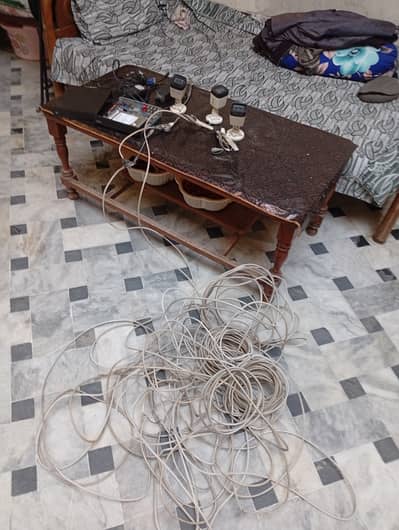 3 hikvision cameras and dahua dvr with 160 GB hard disk. and wires