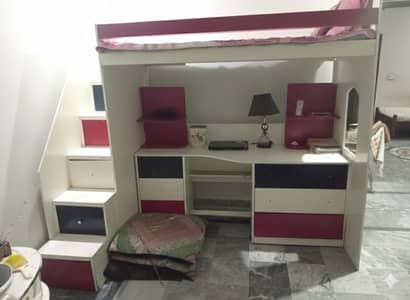 Bunker bed with study counter table