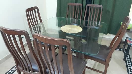 Glass top  Dining table with 6 chairs