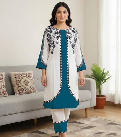 2 Pcs Womens Stitched Grip Silk Printed Co-Ord Set