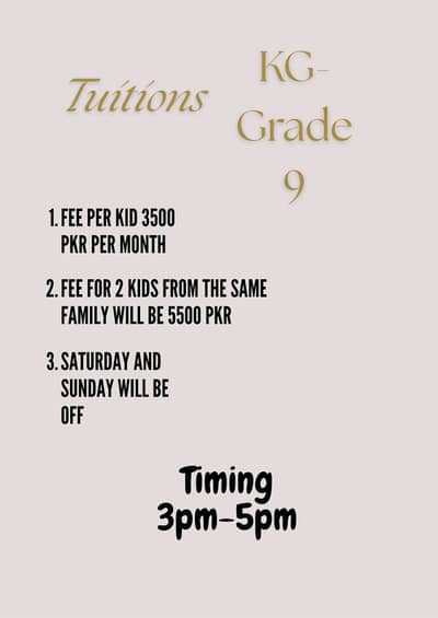 grade kg-9 tuitions available
