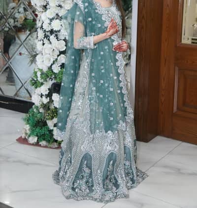 Maxi pastel green color embroidery dress