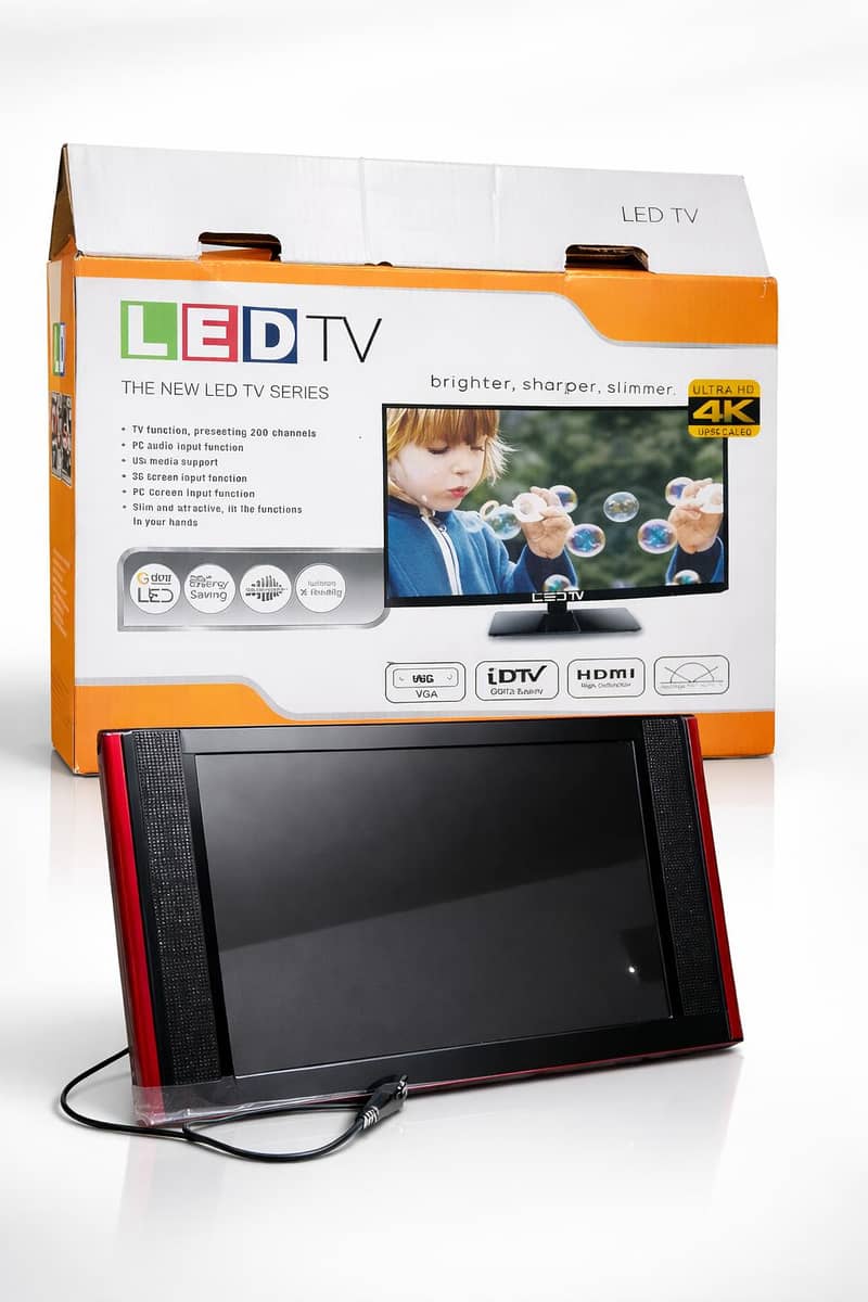 LED TV with Box. Clear Display. Multiple Ports. Best for Home Use. 0