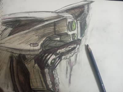 Evangelion-esk monster sketch/drawing