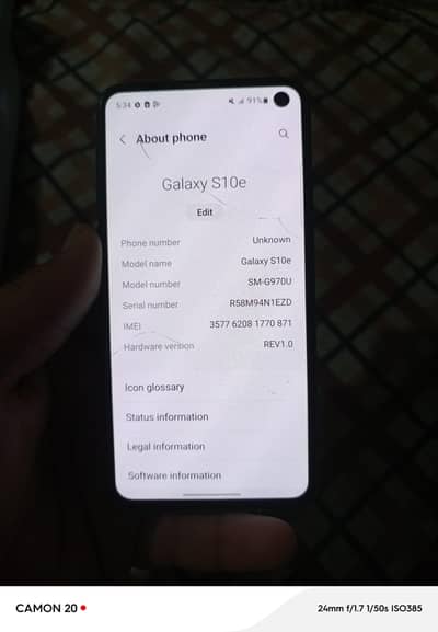 samsung Galaxy s10 e .  6/128  official pta approve
