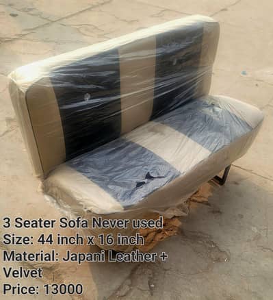 3 Seater Sofa, Japani Leather+velvet