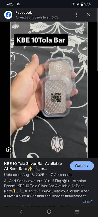 Fine 999% Silver Bar with Bar Code