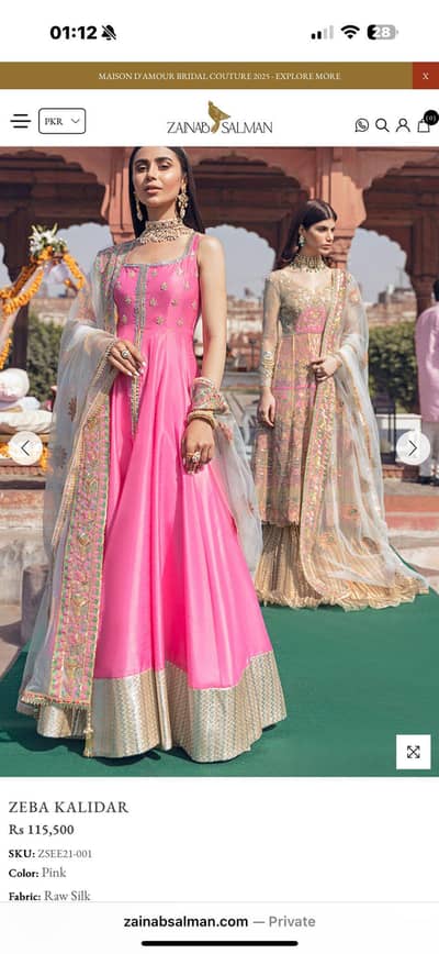 designer zainab sulman three piece frock wore only once