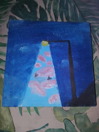 a lovely street light painting canvas