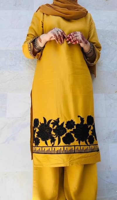 mustard linen shirt embroidered