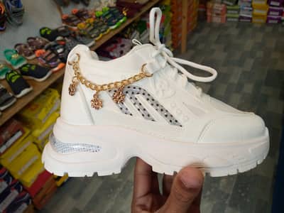 Title: Trendy Girls Sneakers – Available in Black, White & Pink! 