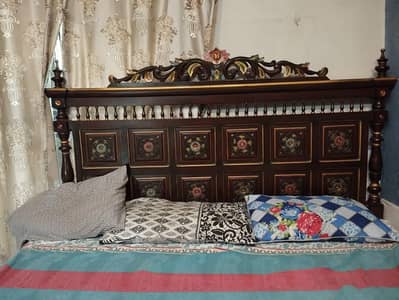 pure wooden king size bed with original molty gel foam