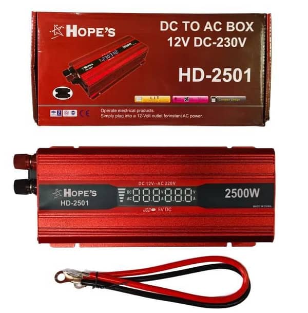 2500W DC to AC Inverter – Converts 12V DC to 220V AC with Digital Display Screen