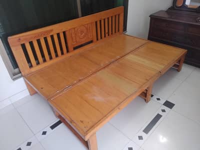 Wooden sofa come bed with drawers