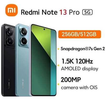 Redmi Note 13 pro UK wariat  12+6    512GB 4K complete box  10 by 10