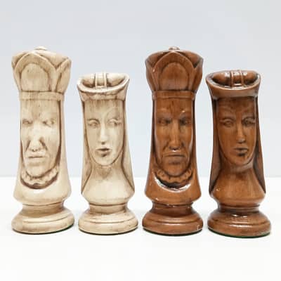 Vintage Glazed Porcelain Ceremic Figural Chess Set with 4inches King